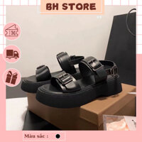 Giày Sandal nữ 2 khuy mặt vuông ulzzang hàng Quảng Châu loại 1 fullbox, dép quai hậu nữ đế bằng 014