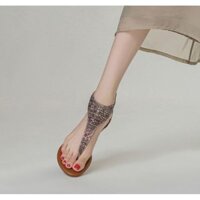 Giày Sandal Nữ 2025 Phong Cách Mới Kim Cương Giả Flip-Flops Giày La Mã Nữ Lưng Dây Kéo Giày Sandal Đi Biển