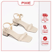 Giày Sandal Nữ 3cm Gót Trụ Mũi Vuông Pixie H333