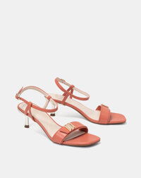 Giày Sandal Nữ 7cm Thời Trang JUNO Gót Thanh Phối Khoá Wave SD07090 - Cam đất - 37