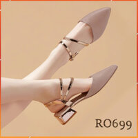 Giày sandal nữ cao gót 3 phân hàng hiệu rosata màu hồng thời trang cao cấp ro699