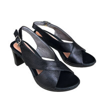 Giày sandal nữ cao gót  7.5cm da bò thật màu đen Trường Hải SD148 - 39 - đen