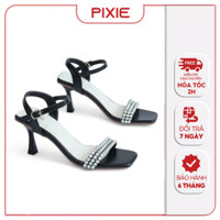 Giày Sandal Nữ Cao Gót 7cm Quai Đính Đá Pixie H305