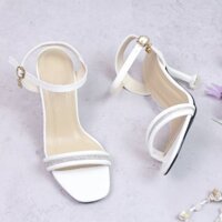 Giày sandal nữ cao gót nhọn 8p quai 2 dây trong kết dây mảnh xoàn giữa - SD216
