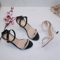 Giày sandal nữ cao gót nhọn 8p quai mảnh đính đá sang chảnh - SD154