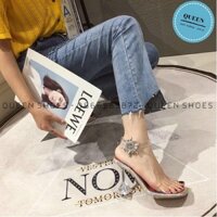 Giày sandal nữ cao gót quai trong đính đá gót nhọn 9 phân - CG33