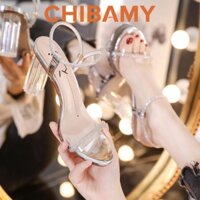 Giày sandal nữ cao gót quai Kim Sa mảnh, gót trong cao 7.5cm