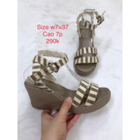 Giày sandal nữ crocs 7p quai sọc, 2hand, new 95%, size w7=37/38