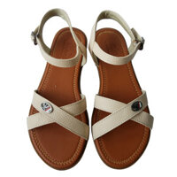 Giày sandal nữ da bò BIGGBEN cao cấp SDN78 - Kem - 38