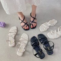 Giày Sandal nữ dây mảnh quai hậu đế bệt cao su dẻo xỏ ngón da mềm ôm chân siêu xinh - HS48