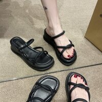 GIÀY SANDAL NỮ  DDS89, CAO 3P CÓ 2 MÀU ĐEN, TRẮNG PHÙ HỢP ĐI DẠO, ĐI CHƠI