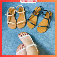 Giày Sandal Nữ Đế Bệt Quai Ngang Dây Mỏng Phong Cách Nhẹ Nhàng Thanh Lịch Phù Hợp Đi Làm, Đi Học Size 35_40