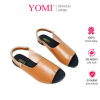 Giày sandal nữ đế bệt YOMI quai ngang bảng to chất da PU mềm êm cao cấp, giày công sở - SY0629S