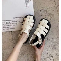 Giày sandal nữ đế thấp quai hậu kiểu rọ hottrend phong cách Hàn Quốc, dép quai hậu nữ đi chơi, đi học da PU mềm MS12