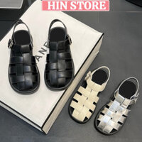 Giày sandal nữ đế thấp quai hậu kiểu rọ hottrend phong cách Hàn Quốc, dép quai hậu nữ đi chơi, đi học da PU mềm MS12