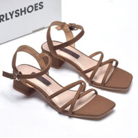 Giày Sandal Nữ Đế Vuông 3cm Dây Mảnh Merly 1594, Vải Sáng Da, Giày Công Sở Nữ, Sandal Dây Mảnh, Xăng Đan Big Size