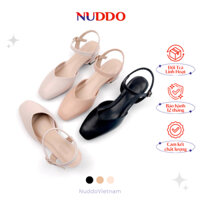 Giày Sandal Nữ Đế Vuông 3cm NU.DDO 💥HÀNG CAO CẤP💥 Giày Nữ Đế Thấp Bít Mũi Da Thật Êm Chân, Thời Trang Thanh Lịch