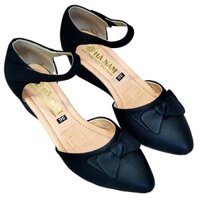 Giày sandal nữ đế xuồng 5cm TiTi ĐÔ thời trang da bò thật cao cấp DNU2021c