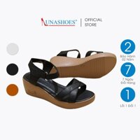 Giày sandal nữ đế xuồng 5p LUNASHOES 62101 da bò mềm êm chân quai dán da bò mềm êm chân