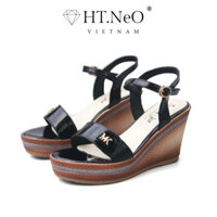 Giày Sandal Nữ Đế Xuồng HT.NEO Da Bóng Cao Cấp , Thiết Kế Quai Ngang ,Kiểu Dáng Sang Trọng , Lịch Sự SD-12