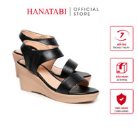 Giày Sandal Nữ Đế Xuồng PU Siêu Nhẹ Cao 7cm Hanatabi Quai Ngang Khóa Kéo (35-39) Mã HNSDX7F1026