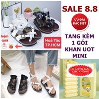 Giày sandal nữ đi học xỏ ngón đế trấu quai chéo siêu xinh-kèm quà tặng