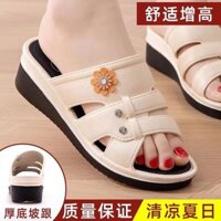 Giày Sandal Nữ Giày Nêm Gót Chống Thấm Nước Nền Tảng Nữ Giày Đi Biển Sandal#现货凉拖鞋女休闲坡跟防水台女松糕沙滩鞋凉鞋
