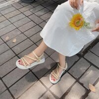 Giày sandal nữ giayBOM quai dây đế bằng cao 4 cm B1157 VDO