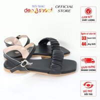 Giày Sandal nữ học sinh đế bệt quai ngang nhún cao cấp Depvashock bigsize 42 43 MS XLB