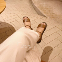 Giày sandal nữ Làniee ĐẾ TPR nâu tối và quai ngang ĐƠN gài mắt cá chân, 2 màu đen hoặc nâu caramel - LNX07