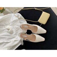 Giày Sandal Nữ Mũi Nhọn Đế Thấp Có Hương Thơm Giày Bệt Hở Gót Chất Da 2 Lớp Phong Cách Tiểu Thư  SDTQ26 CamCamshoes