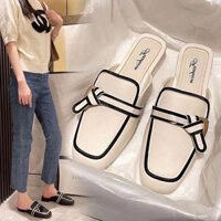 Giày sandal nữ mũi vuông đế mềm chống mưa mùa hè dép đế thấp phong cách Hàn Quốc giày đế bệt