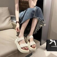 Giày Sandal Nữ MWC 2423 - Giày Sandal Nữ Quai Ngang Nhún Da Si Mờ Thời Trang