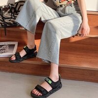 Giày sandal nữ phong cách Hàn Quốc có khóa dán co giãn mùa hè có thể điều chỉnh