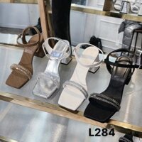 Giày sandal nữ quai đá chất dạ 7cm sang chảnh mã H4