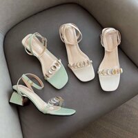 Giày Sandal nữ quai đính đá gót vuông