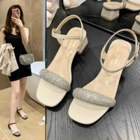 Giày sandal nữ quai đính đá siêu sang chảnh👠👠☘️