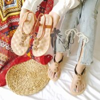 Giày sandal nữ quai kẹp thổ cẩm phong cách vintage hàng chuẩn shop-HÌNH CHỤP THẬT-TBTC03