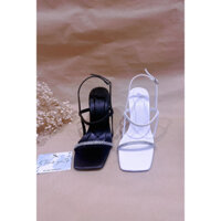 Giày sandal nữ quai mảnh basic thời trang, sandal cao gót nữ gót nhọn mũi vuông hở gót cao 10 cm