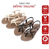 Giày Sandal Nữ Quai Mảnh HỒNG THẠNH Đế Bệt 2 Màu Đen & Kem Nhẹ Êm - 5807
