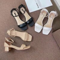 Giày sandal nữ quai ngang bít gót đế vuông 5p mã mũi tròn