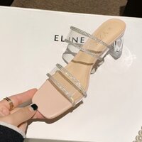 Giày Sandal Nữ T6-7cm Giày Cao Gót Giữa Gót Dày Thạch Anh