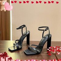 Giày Sandal Nữ TTS49 Mũi Vuông 9cm Gót Đẹp Hàng Sang Chảnh 2 Màu Trắng Và Đen Trend 2022