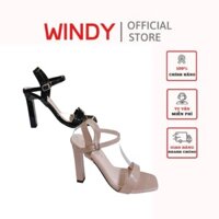 Giày sandal quai bản da bóng hh gót 10cm WINDY CG-0575