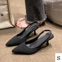 Giày Sandal rỗng mũi cao cấp kiểu Pháp dành cho nữ mùa xuân hè 2024 Giày cao cấp mũi nhọn