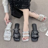 Giày Sandal Size Lớn Nữ Dép Đế Bằng Cao Su PU Size 35-43