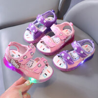 Giày Sandal Trẻ Em 2025 Ktt Hello Kitty Hoạt Hình Dép led Dạ Quang Đi Biển Trẻ Em ZSN