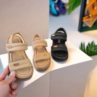 Giày Sandal Trẻ Em Thời Trang Bé Gái Màu Trơn Thoáng Khí Dép Thường Ngày Bé Trai Chống Trơn Trượt Đế Mềm Be