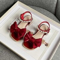 Giày Sandal Trẻ Em Thời Trang Bé Gái Đế Mềm Nhỏ Cao Gót Nơ Bé Gái Giày Công Chúa 2.27