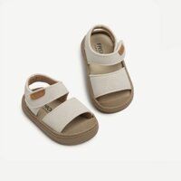 Giày Sandal Trẻ Em Thời Trang Bé Gái Màu Trơn Thoáng Khí Dép Thường Ngày Bé Trai Chống Trơn Trượt Đế Mềm Be
